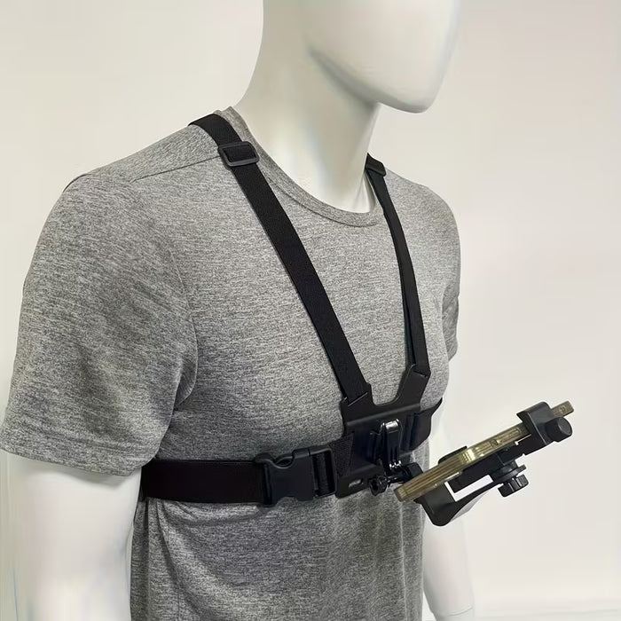 Soporte Ajustable de Poliéster para el Pecho para GoPro y Smartphones - Arnés Versátil para Vlogs y Transmisiones