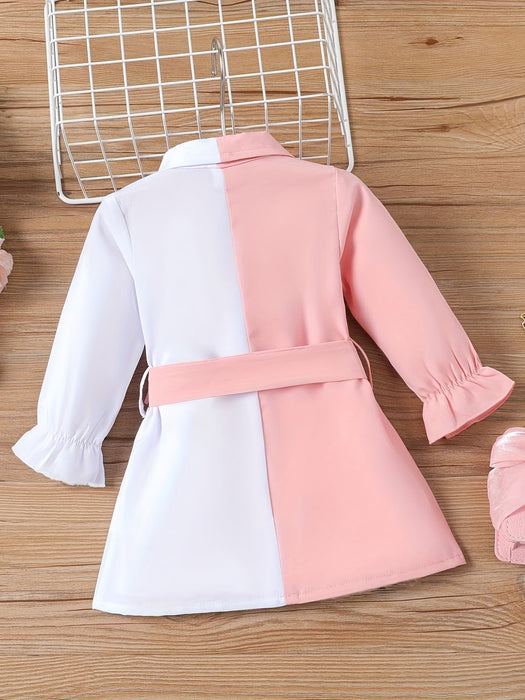 Vestido casual de manga larga para niñas bebés de botonadura simple