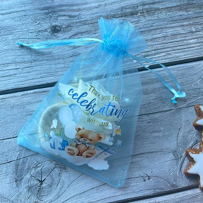12 bolsas de regalo para baby shower, de gasa transparentes