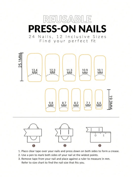 24pcs de uñas de gel 3D cuadradas largas para crear uñas con diseño de flores y perlas - Quierox - Tienda Online