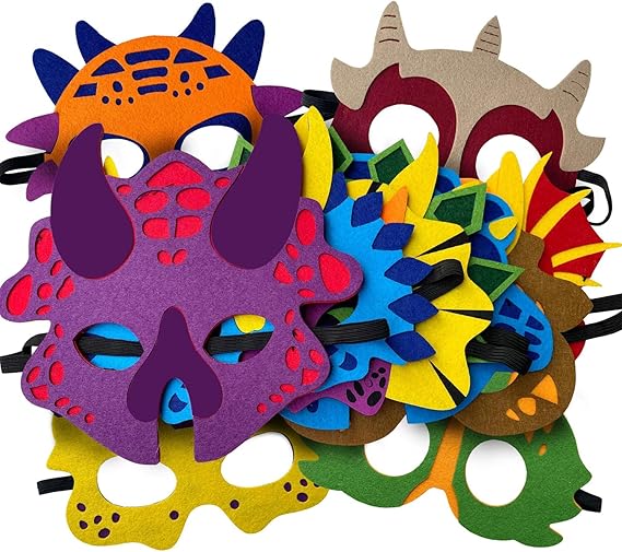 24PCS Máscara de Fiesta de Dinosaurio con Cordón Elástico diseños aleatorios - Quierox - Tienda Online
