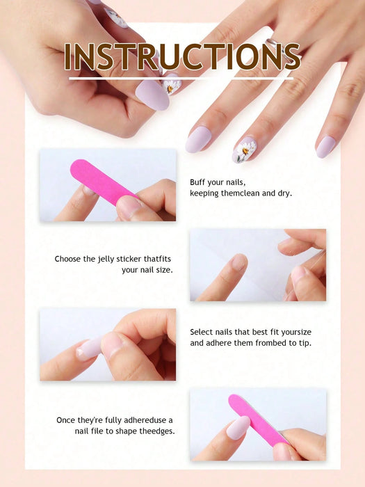 Shein 24 puntas de uñas postizas francesas, forma almendrada mediana, color degradado