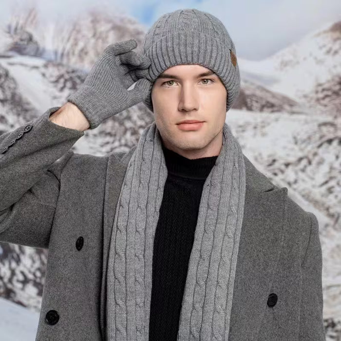Conjunto de 3pcs bufanda, gorro y guantesde, unisex