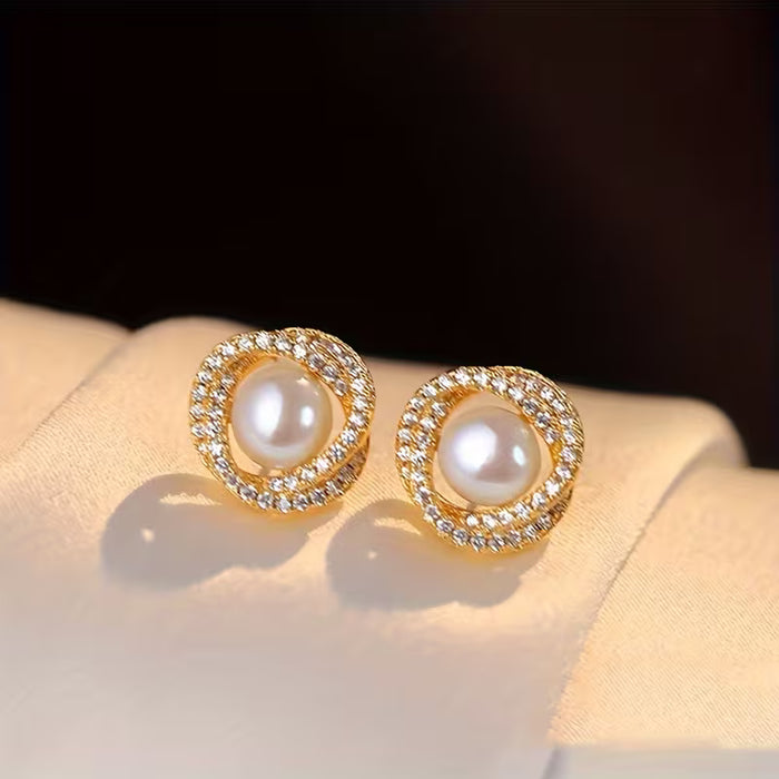 Juego de 4 piezas de Collares, Anillos y Pendientes de Perlas de Imitación Lujosos, Elegantes y