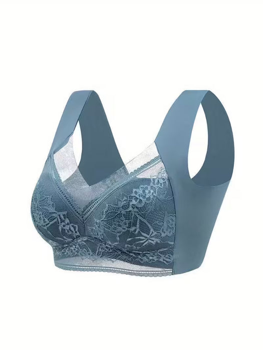 1pz Sujetador Deportivo de Encaje con Flores para Mujer