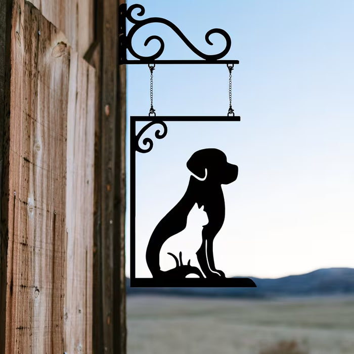 Colgante de Puerta Golden Retriever - Decoración Exterior de Hierro