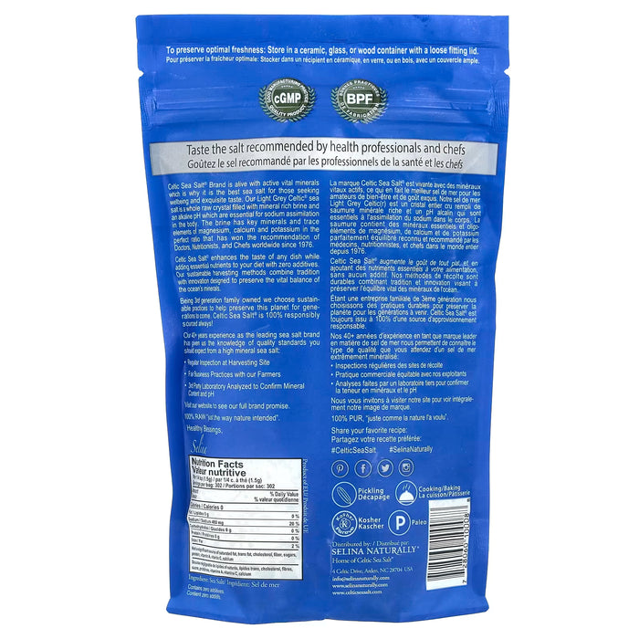 Celtic® gris claro Sal marina celta, mezcla de minerales vitales, 454 g (1 lb)