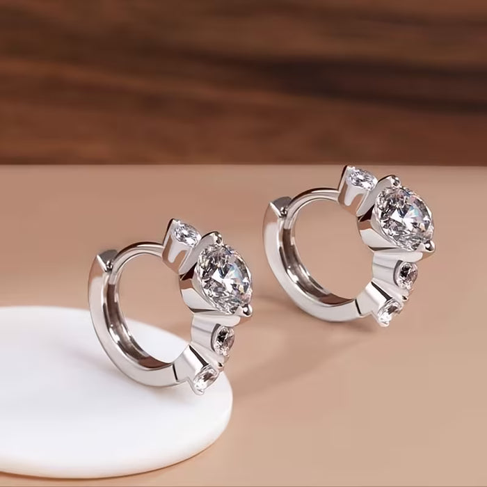 1 Par de Aretes Hipoaergénicos Elegantes de Zirconia Sintética