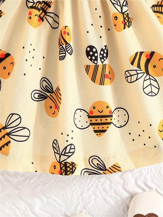 Vestido de verano sin mangas para bebé niña con estampado de abeja