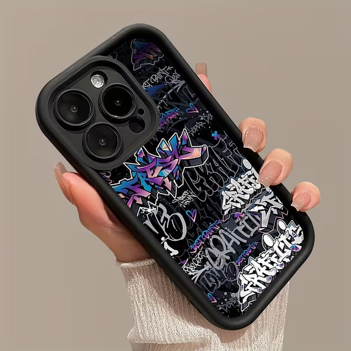 Estuche de teléfono con patrón de texto de grafiti colorido es resistente a los golpes, elegante iphone 12 pro max