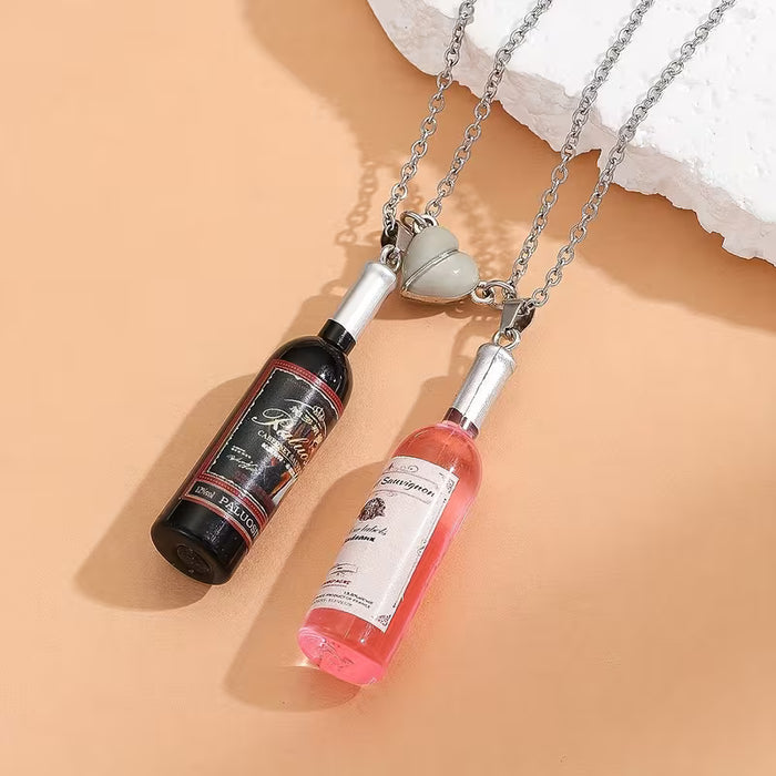 2 Piezas/Set Colgante de Botella de Vino en Forma de Corazón de Melocotón que Brilla en la Oscuridad