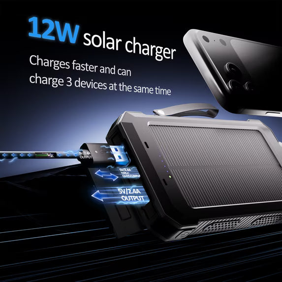 Batería externa solar portátil de 12 W para actividades al aire libre