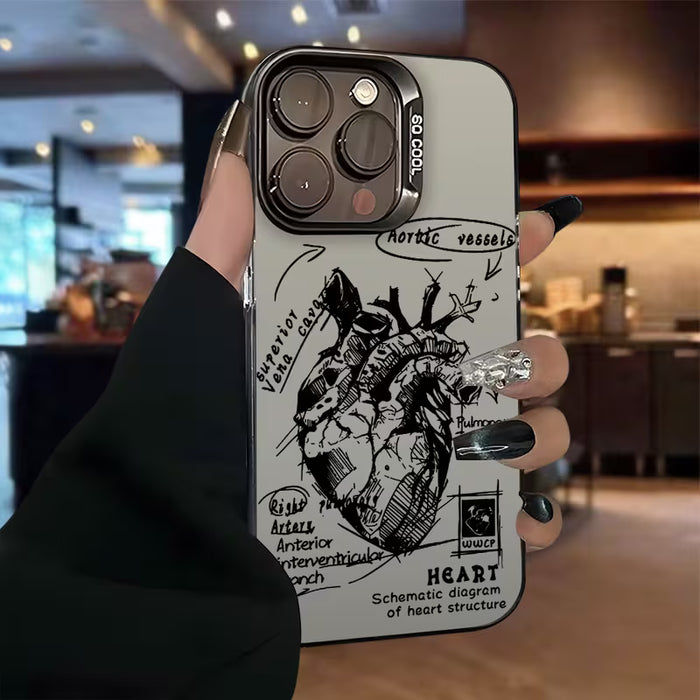 Funda de Estilo de Moda de Alta Gama con Estampado de Estructura de Corazón compatible con iPhone XR