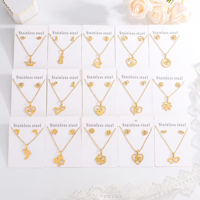Juego de 10 piezas de collar de moda para mujer y pendientes mixtos