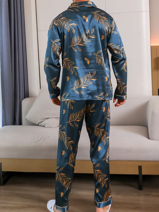 Pijama cómodo para hombre de verano, manga corta y pantalones largos