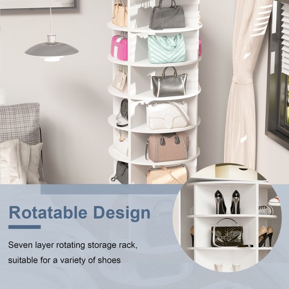 Zapatero Miniyam de 7 niveles, organizador de zapatos giratorio de 360° para 28 pares