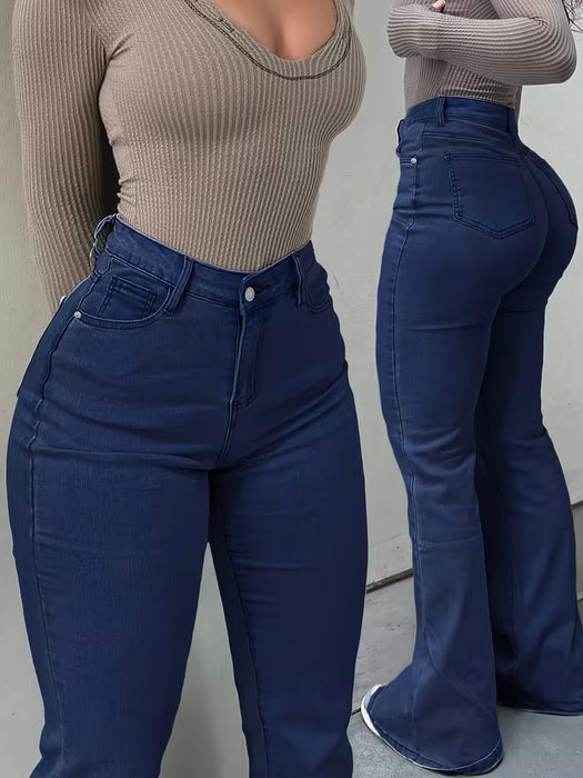GILIPUUR MH1025 Pantalones Largos de Mezclilla Rectos de Color Sólido, Elásticos, Versátiles, Modernos