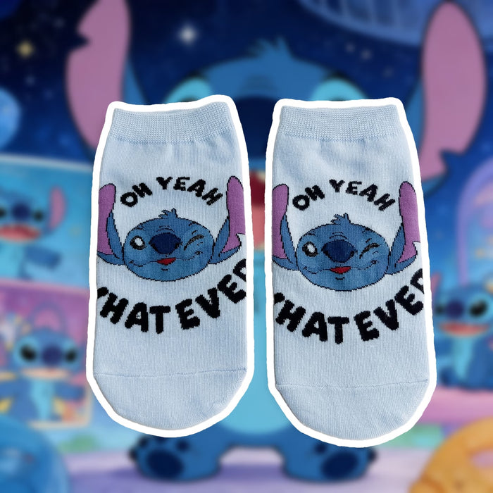 5 pares de calcetines de ganchillo modernos y adorables con el diseño de Stitch de Disney