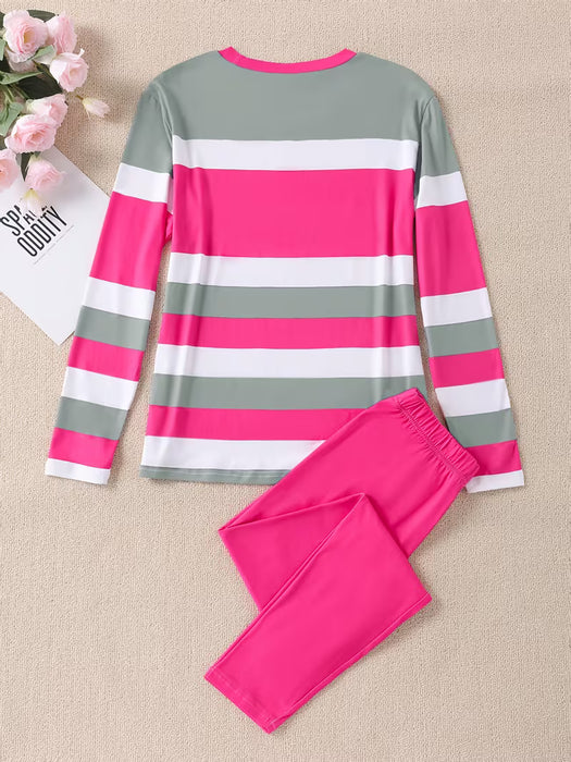 Conjunto Casual SMCT21 con Estampado de Letras a Rayas