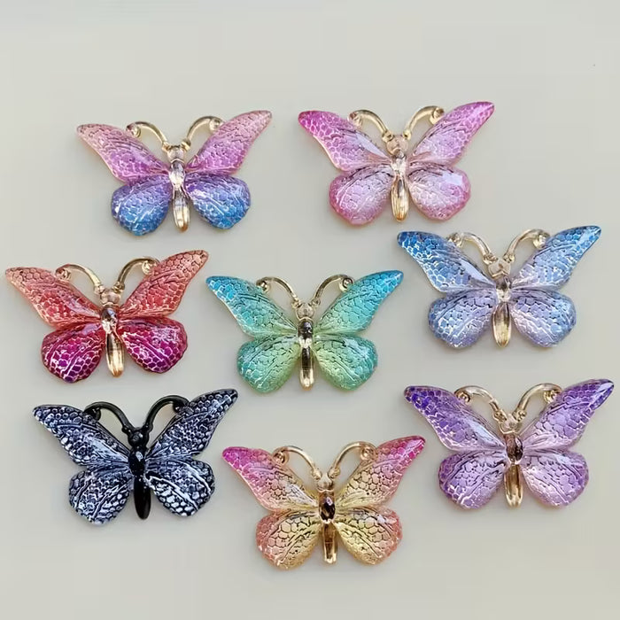 4pcs Apliques de Mariposas Coloridas con Pedrería, Adornos Planos