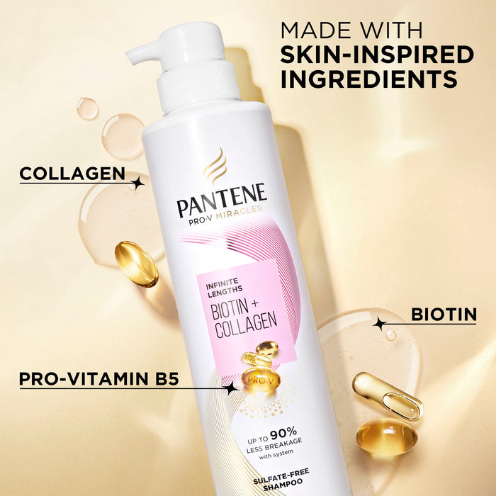 Pantene Champú Pro-V Miracles Infinite Lengths con biotina y colágeno, 400 ml
