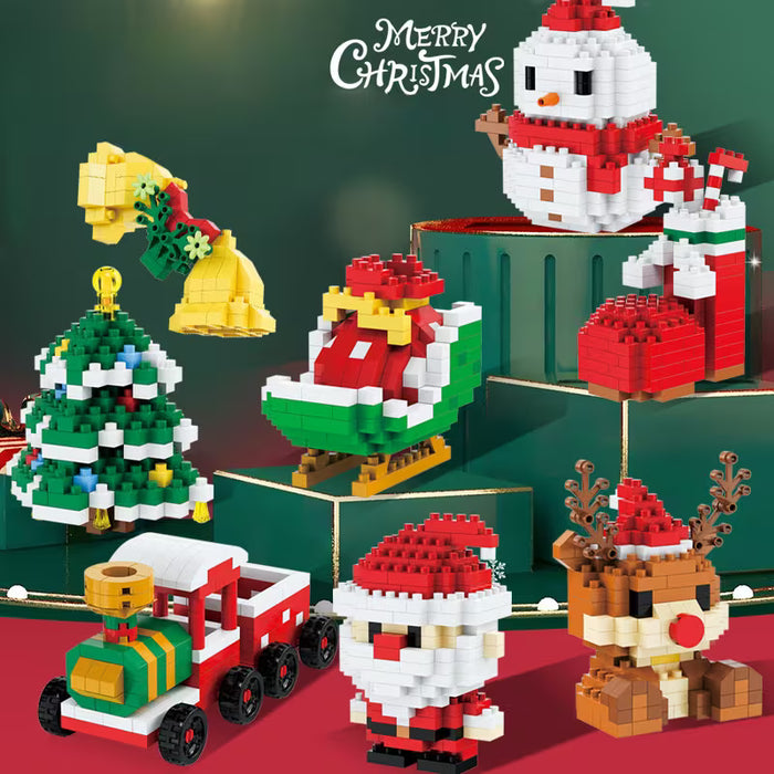 Bloques de Construcción Navideños con Papá Noel, Muñeco de Nieve, Reno mini