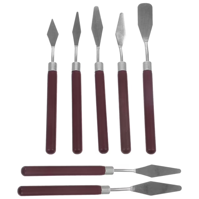 7 espátulas de madera para pintar, herramientas para mezclar pintura artística.
