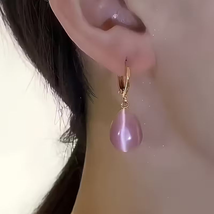 Aretes Elegantes Minimalistas para Mujer - Forma Ovalada y Lágrima en Rosa Suave