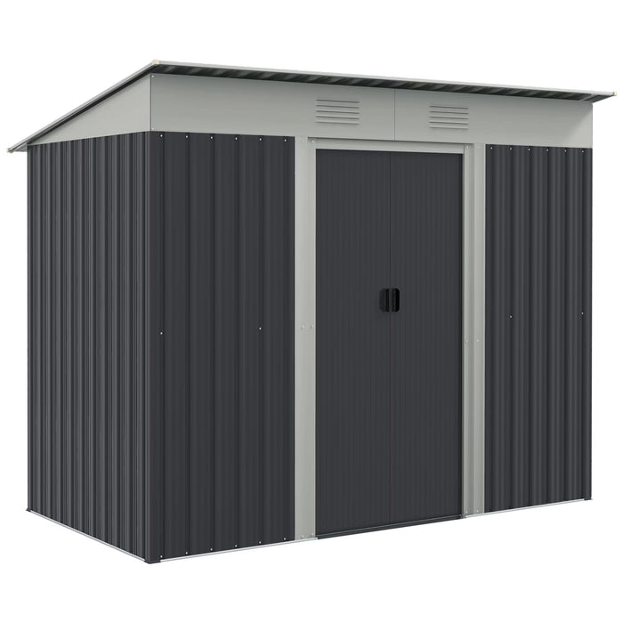 Outsunny Caseta de jardín metálica de 2,13 m x 1,10 m, ideal para guardar herramientas en el patio trasero