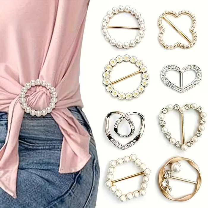 8 piezas de clips para camiseta con pedrería brillante de colores aleatorios