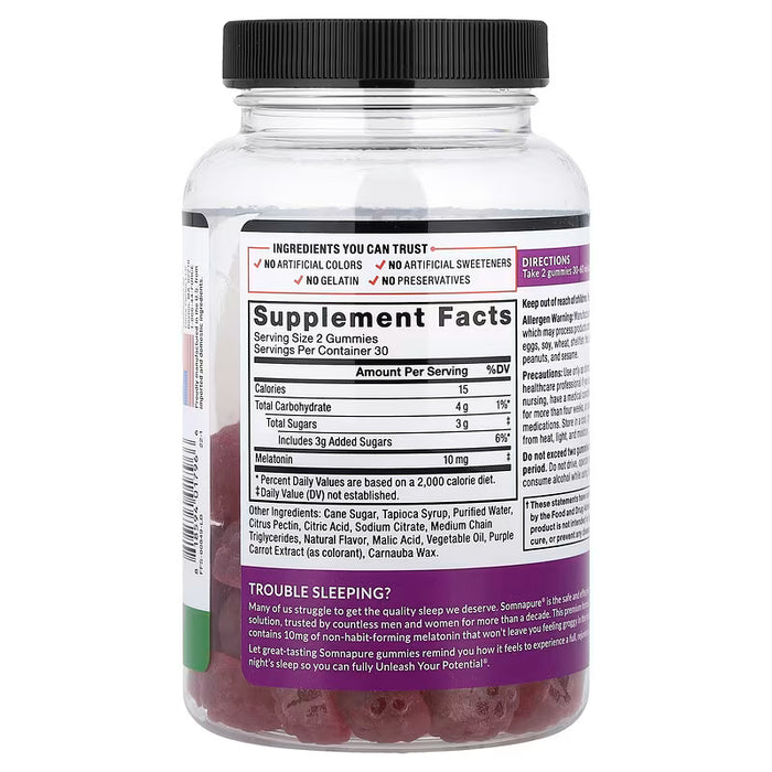 Force Factor, Somnapure®, Gomitas de melatonina con delicioso sabor 60 gomitas