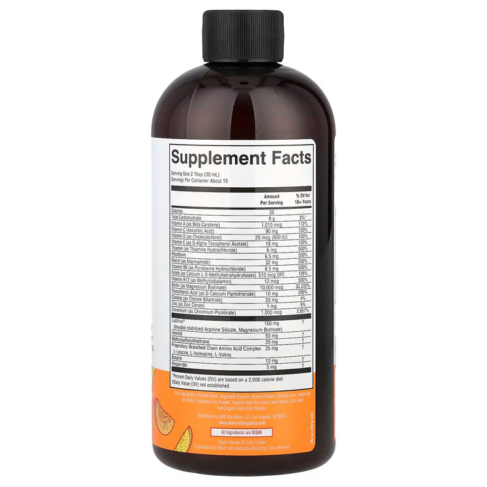 MaryRuth's, Multivitamínico líquido matutino + Crecimiento del cabello, Melocotón y Mango