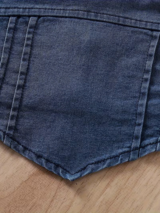 Conjunto de Denim para Niñas: Top Corto con Tirantes + Pantalones de Denim con Abertura y Cinturón