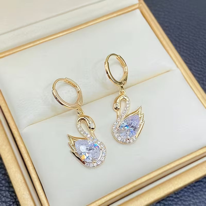Aretes de Estudio para Mujer Populares, 1 Par, Diseño Elegante y Brillante de Cisne