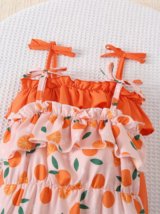 Conjunto de 2 piezas para bebé infantil de verano, fresco, naranja