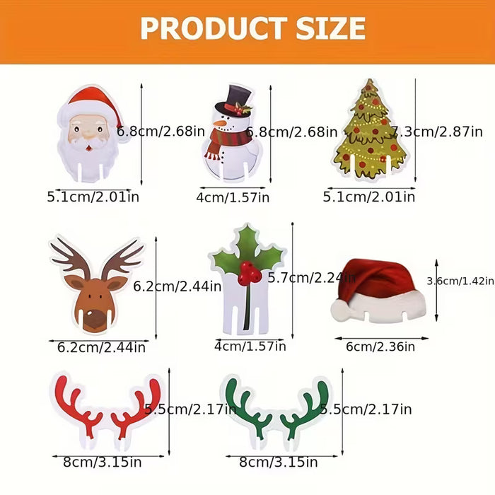 10pcs Tarjeta Decorativa de Santa Claus, Muñeco de Nieve, Árbol, Decoración de Vino de Alce