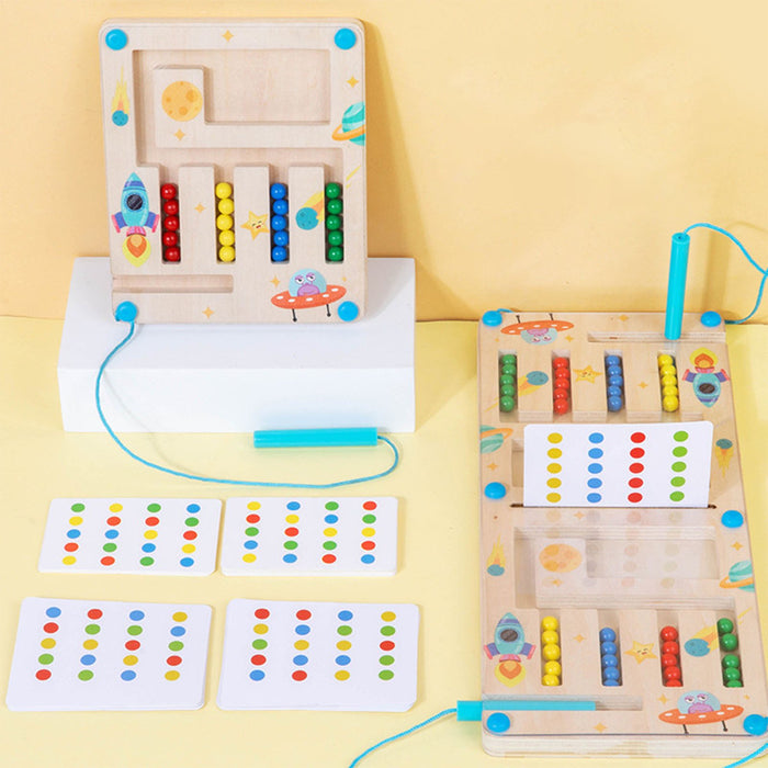 Juego de pelotas de cuatro colores para niños, juguete educativo de madera