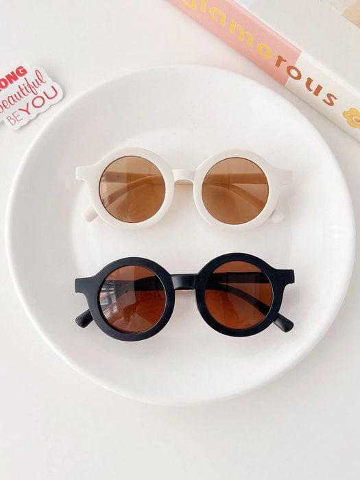 SHEIN 2 gafas redondas de moda para bebés, niños y niñas, bonitas