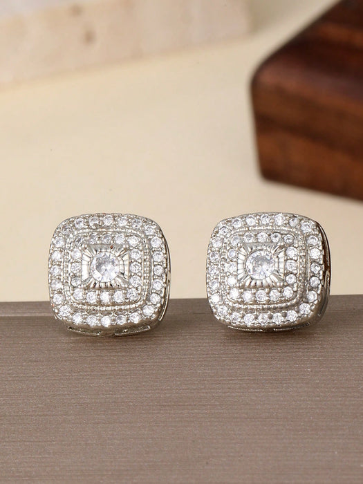 Shein Pendientes de estilo hip hop vintage con cuadrados de circonita brillantes