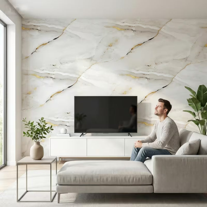 1 Rollo de Papel Tapiz de Azulejos de Pared 3D con Diseño de Mármol Autoadhesivos 1500cm*60cm