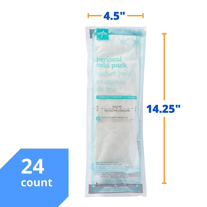 Medline Compresas frías perineales absorbentes para el cuidado posparto, paquete de 24 unidades, 4.5 x 14.25 pulgadas