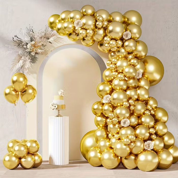 Juego de globos de látex dorado de 40 piezas, acabado metálico, decoraciones de fiesta