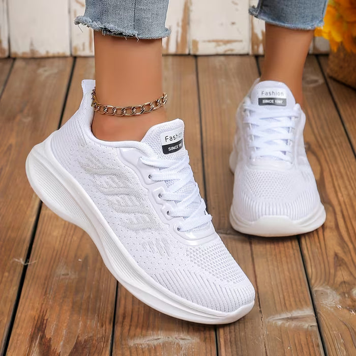 Zapatillas deportivas de mujer, con lazo frontal, tejido a rayas