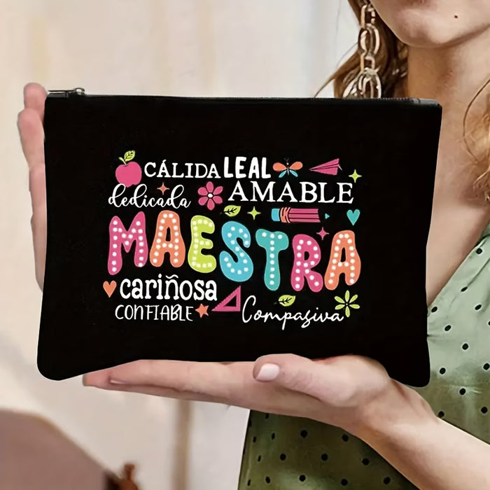 1 Colorido Bolso de Maquillaje y Estuche para Lápices Moderno Clásico Ligero para el Día del Maestro