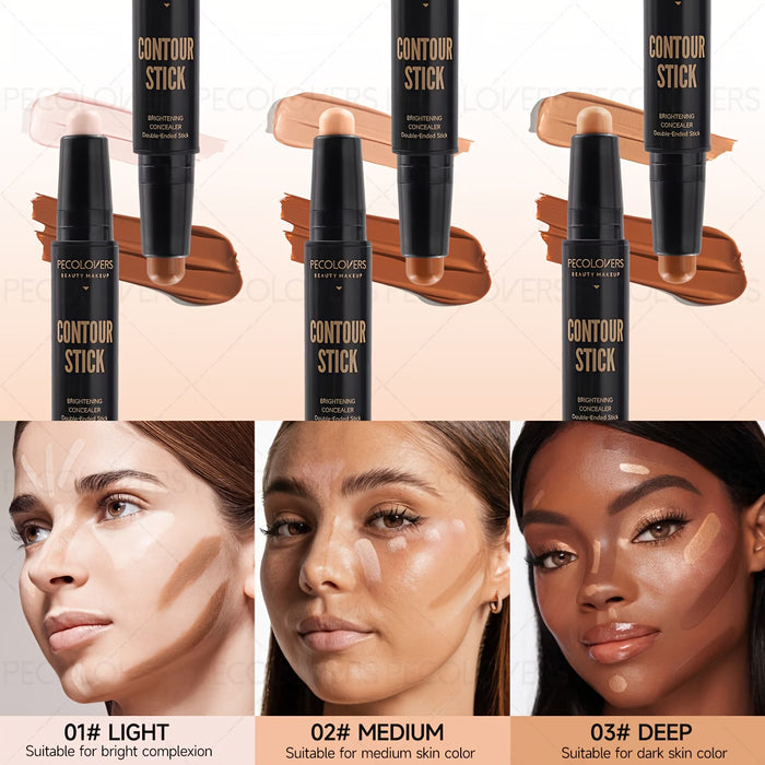 1 Barra de Corrector y Contorno Doble de Pecolover Impermeable