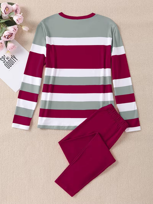 Conjunto Casual de Estampado a Rayas para mujer