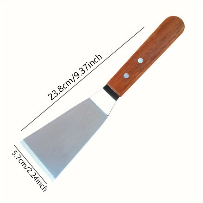 Pala de Acero Inoxidable con Borde Biselado y Mango de Madera Dura
