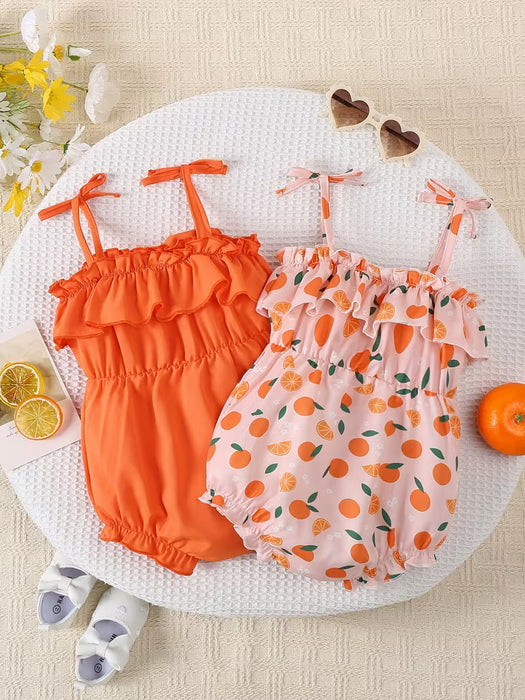 Conjunto de 2 piezas para bebé infantil de verano, fresco, naranja