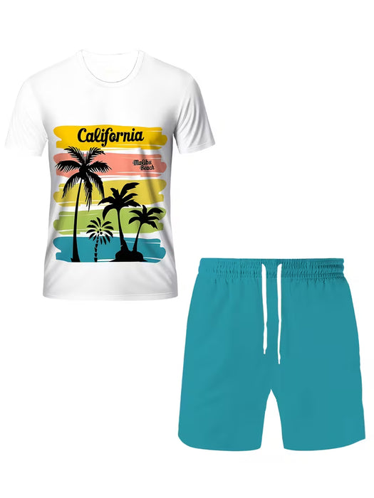 Conjunto casual de camiseta y shorts para deportes al aire libre, para hombre