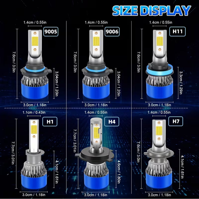 Paquete de 2 Bombillas LED para Faros 12V-24V, 9006 Luz Alta/Baja COB para Coche